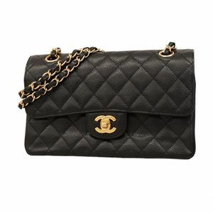 Chanel Matelasse Shoulder Bag Caviar Leather Black Gold Hardware Pre-owned Women